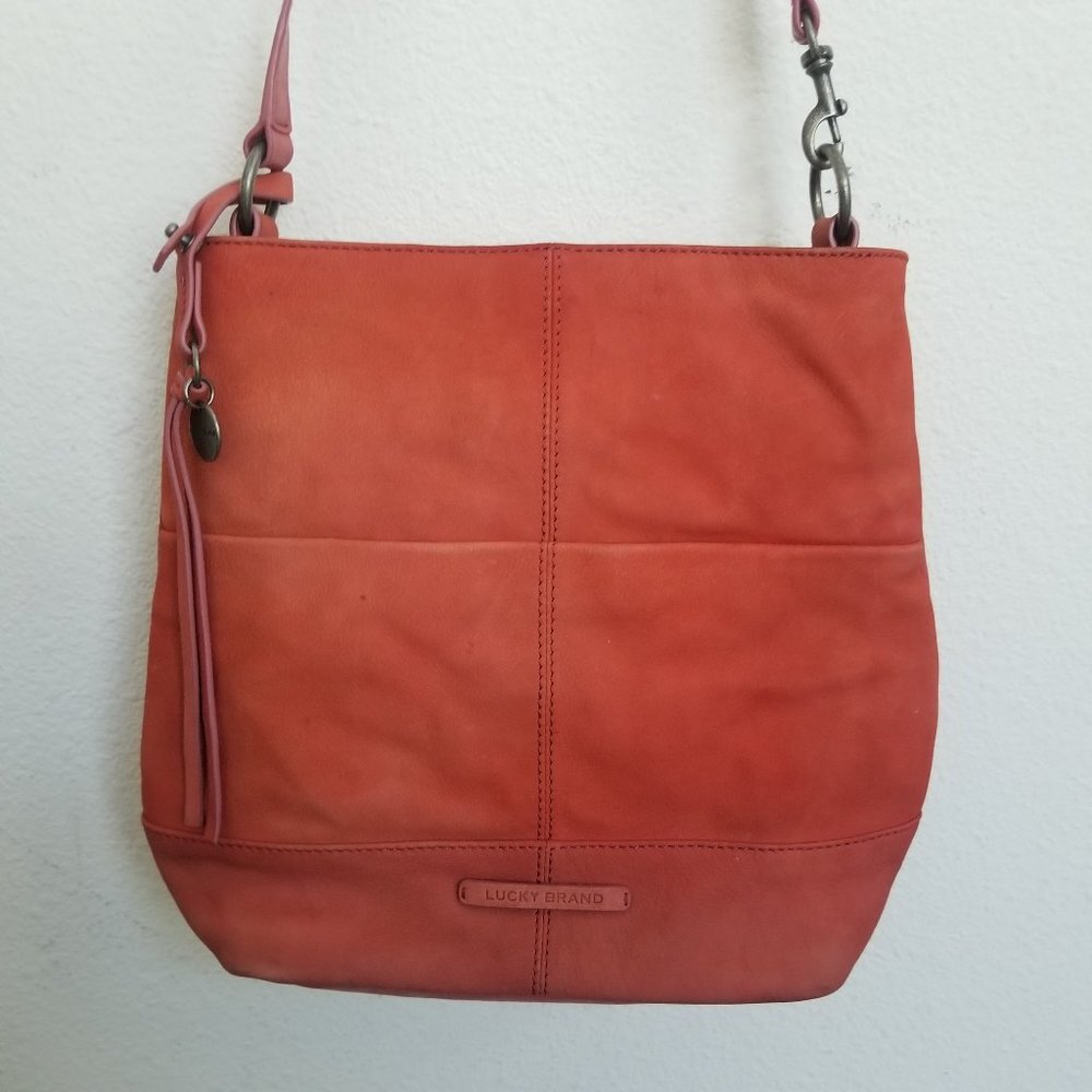 LUCKY BRAND Red Brick Genuine Leather Crossbody Shoulder Bag - Picture 2 of 13